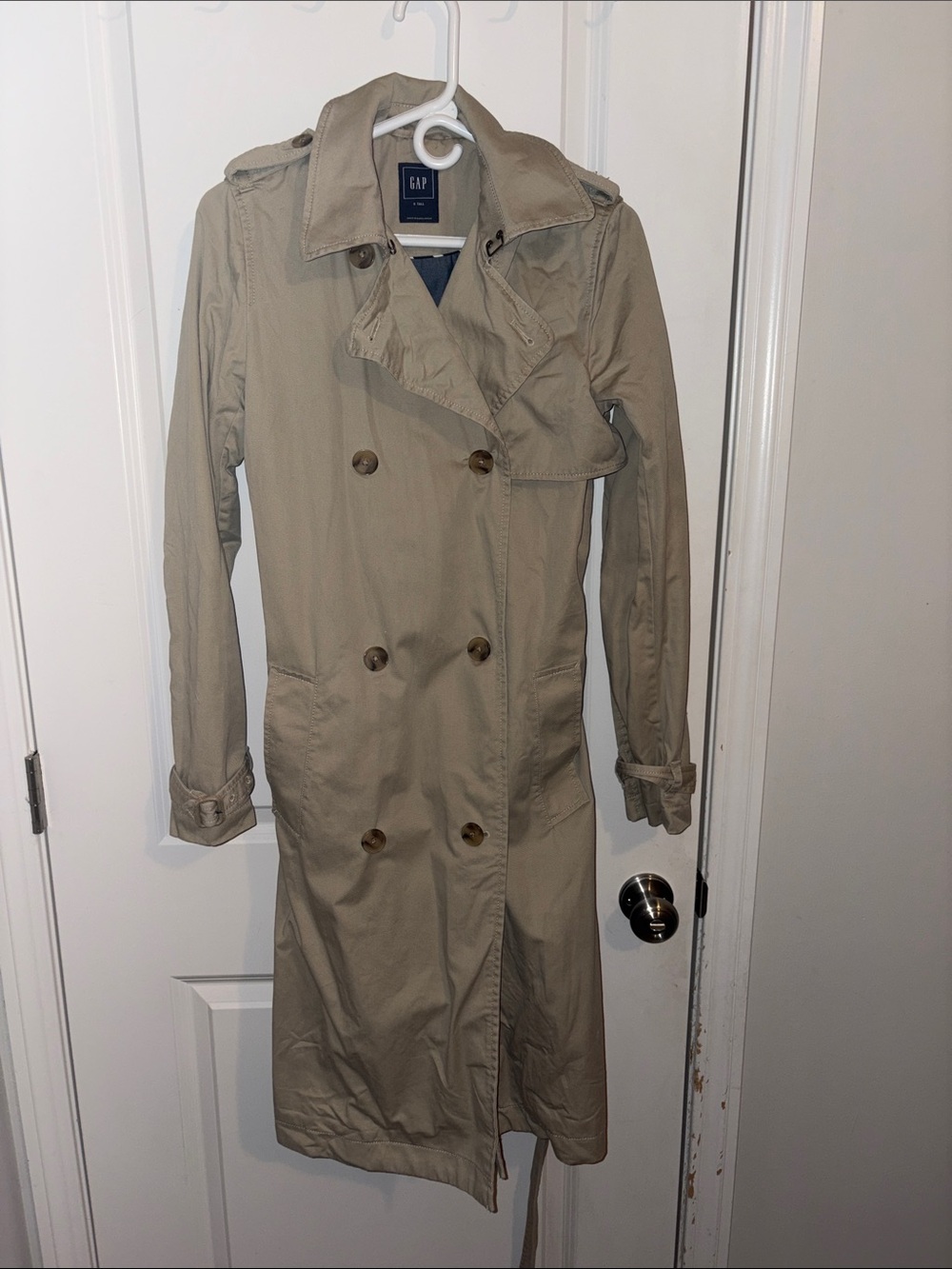 GAP Tan Double-Breasted Trench Coat Small Tall